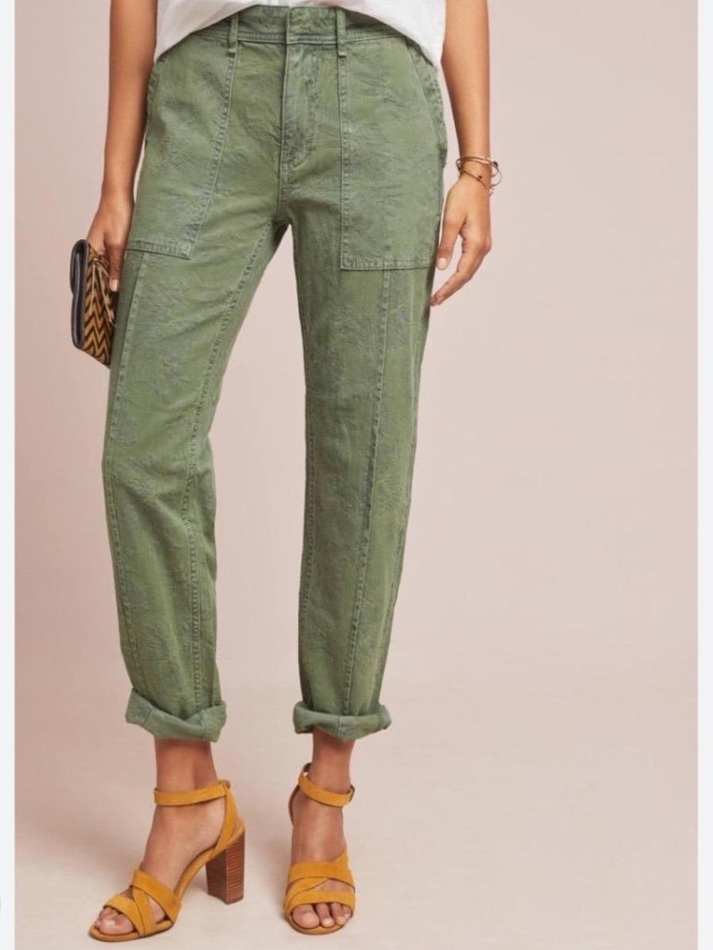Anthropologie ‘The Wanderer’ Palm Leaf Pattern Women’s Utility Pants Size 26